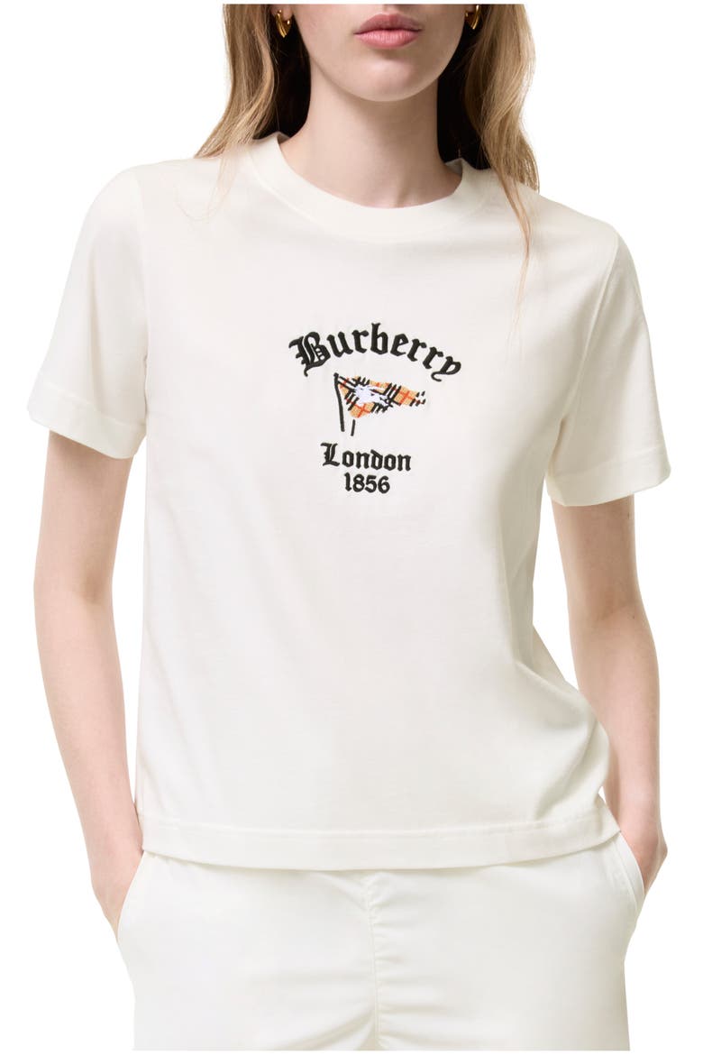 Check Flag Cotton T-shirt, Main, color, Chalk white