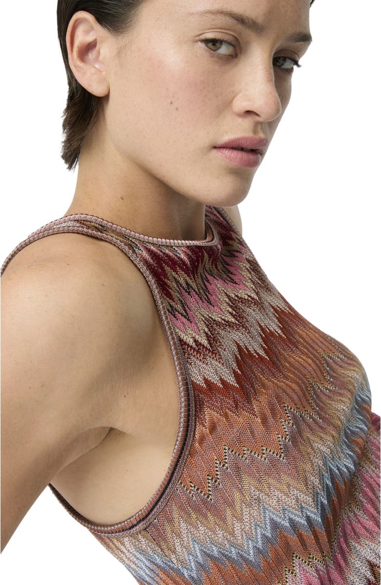 Missoni Snake-pattern Viscose Sleeveless Top, Alternate, color, Green
Brown