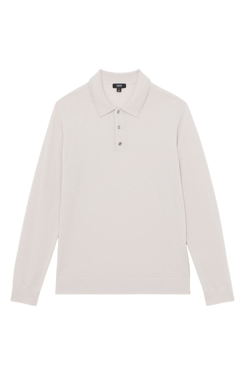 Reiss Trafford Long Sleeve Merino Wool Polo Sweater, Alternate, color, Beige