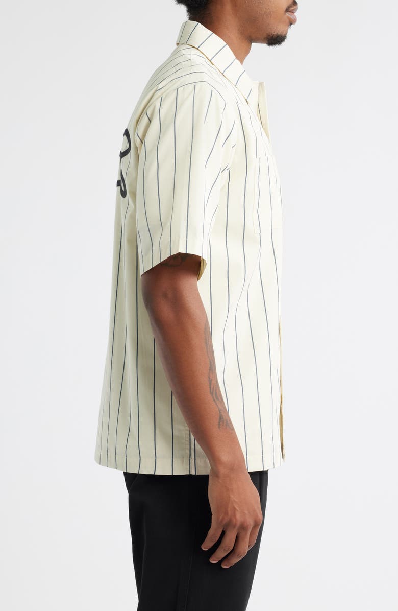 ICECREAM Fruit by the Fruit Stripe Short Sleeve Cotton Graphic Button-Up Shirt, Alternate, color, White