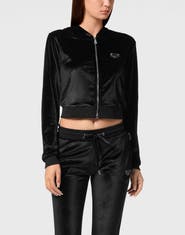 PHILIPP PLEIN Chenille Hoodie Sweatjacket Strass Skull Women