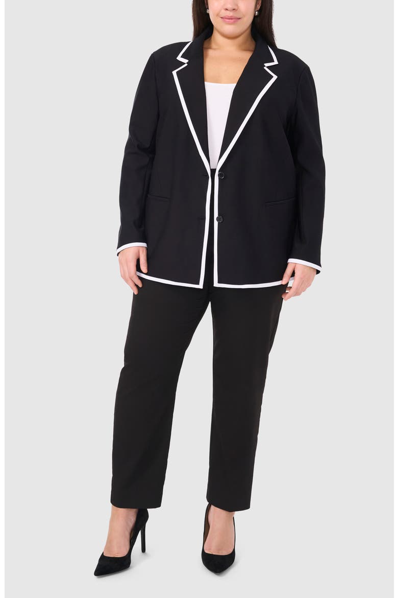 Tipped Knit Blazer, Alternate, color, RICH BLACK 060