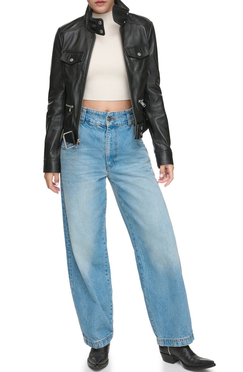 Andrew Marc Leather Moto Jacket, Alternate, color, 