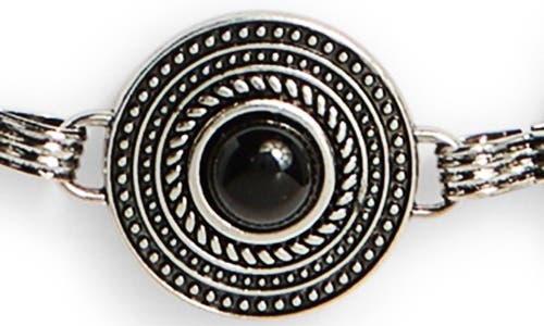 Vince Camuto Chain & Black Stone Belt In Silver