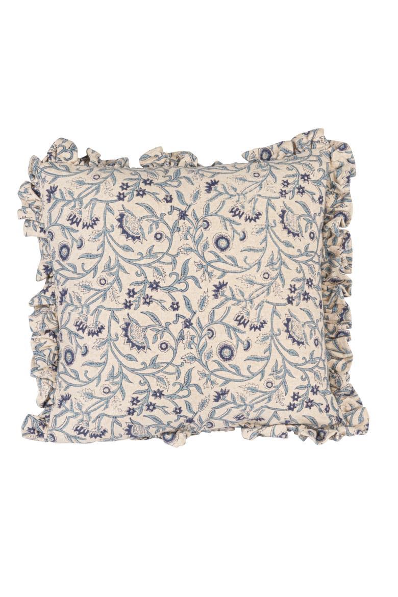 Square Floral Cotton Blend Pillow, Blue, Alternate, color, Blue