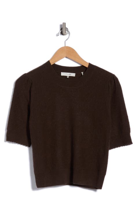 Pointelle Ruched Sweater