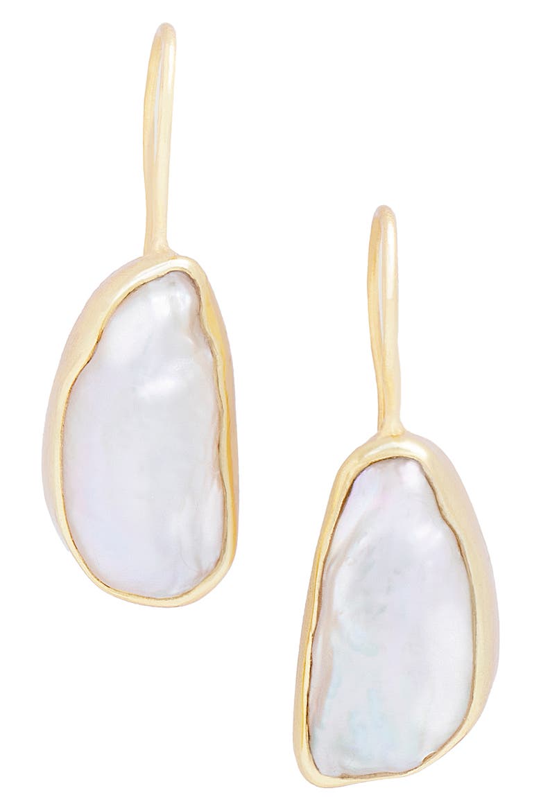 Freshwater Pearl Drop Earrings, Main, color, 18K GOLD/ FRESHWATER PEARL