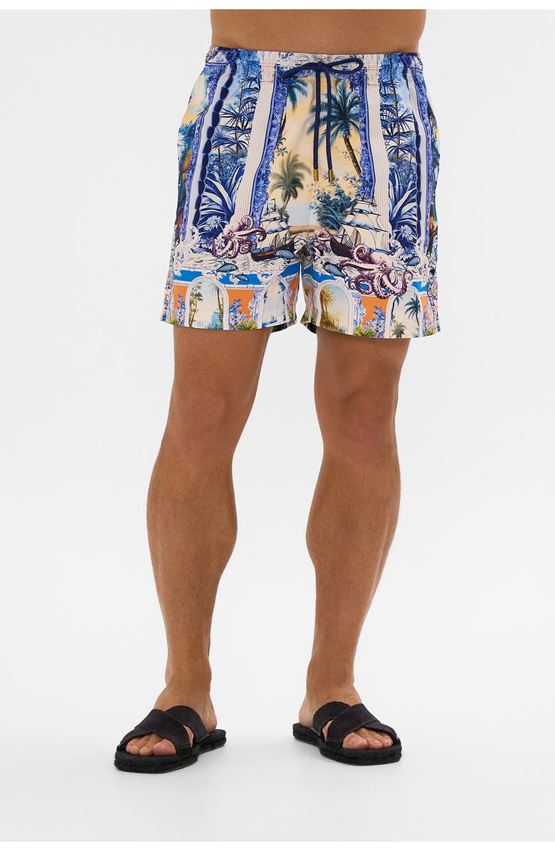 Hotel Franks By Camilla Mid Length Boardshort With Elastic Waist Song Of Saint Anthony, Alternate, color, Song Of Saint Anthony