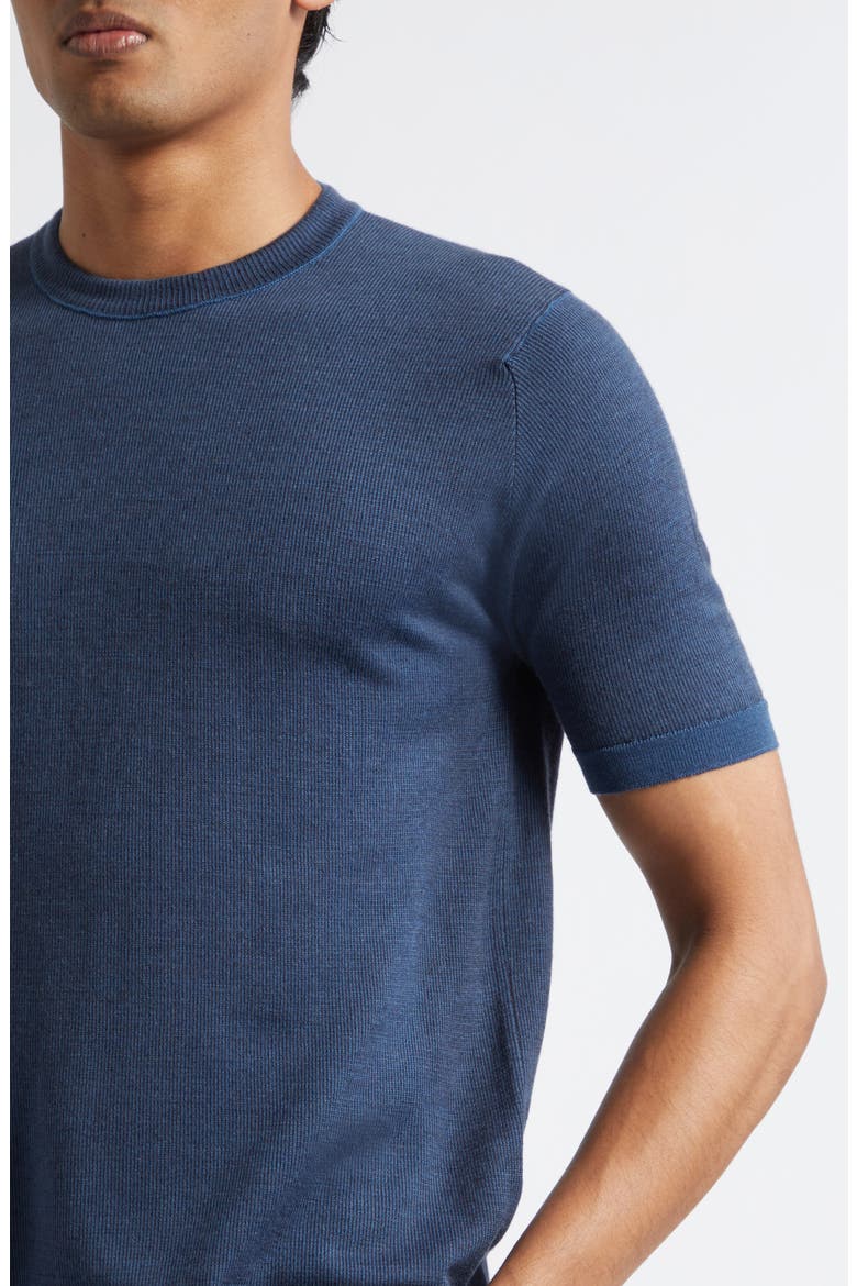 Roderick Merino Wool Short Sleeve Crewneck Sweater, Alternate, color, TEAL FIRTH/ HEP SMK