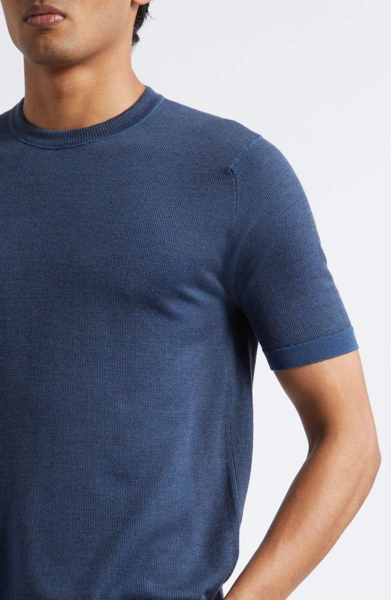 John Smedley Roderick Merino Wool Short Sleeve Crewneck Sweater, Alternate, color, Teal Firth/ Hep Smk
