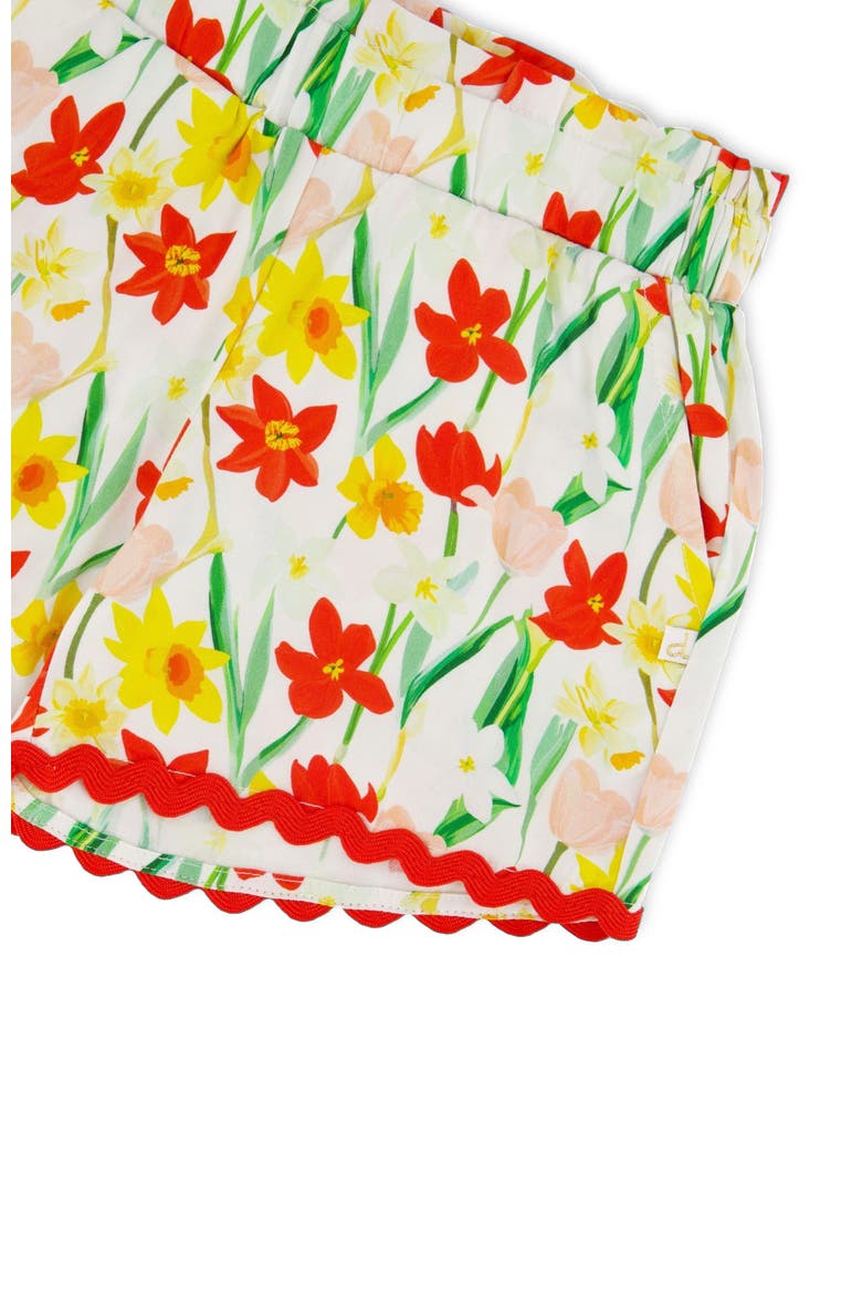Viscose Daffodil Shorts, Alternate, color, White Printed Daffodils