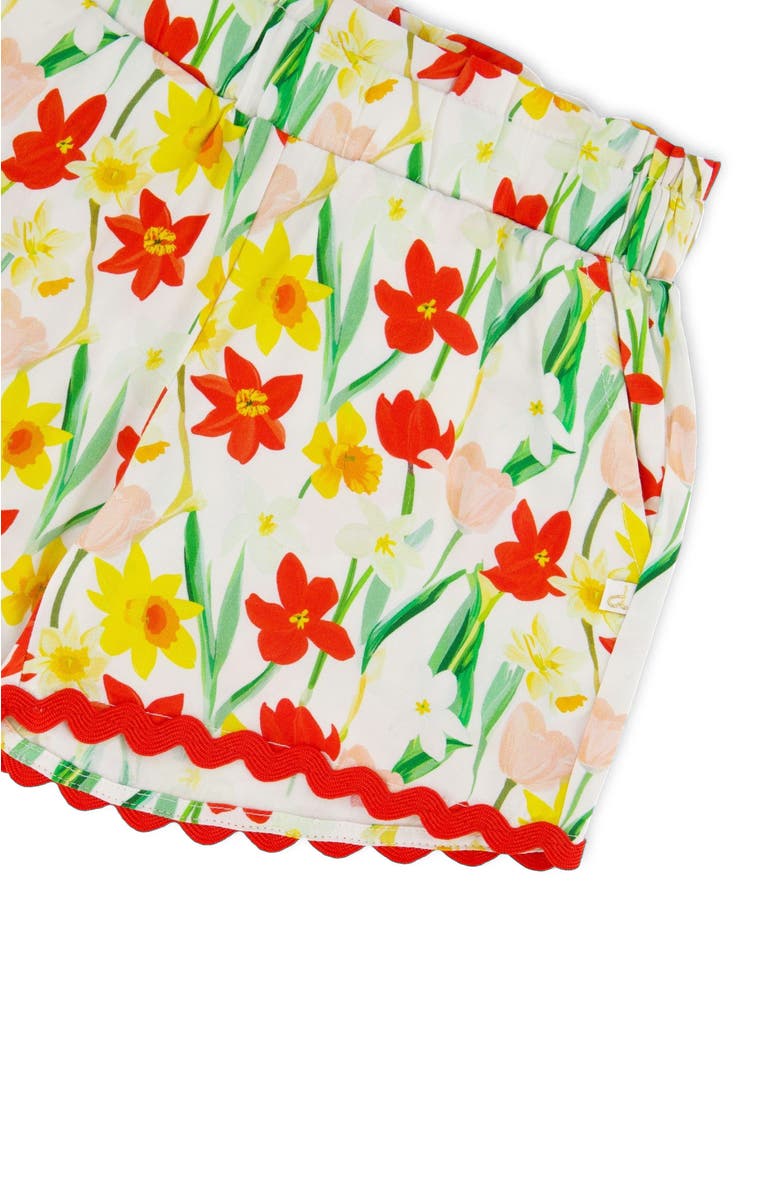 Deux par Deux Viscose Daffodil Shorts, Alternate, color, White Printed Daffodils