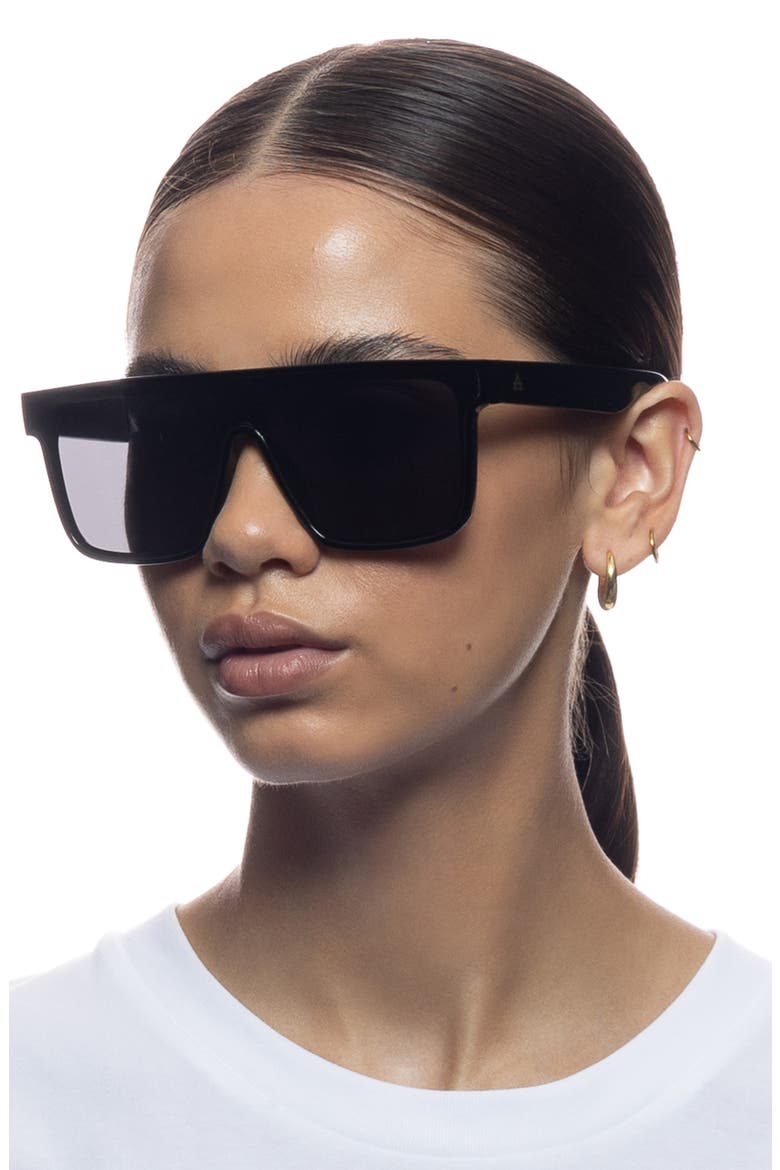 Ara 142mm Shield Sunglasses, Alternate, color, SHINY BLACK