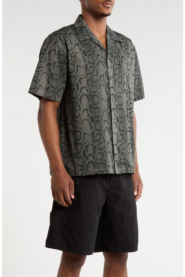 Snake Camo Cotton Twill Camp Shirt, Alternate, color, SNAKE LEAF (GARMENT)