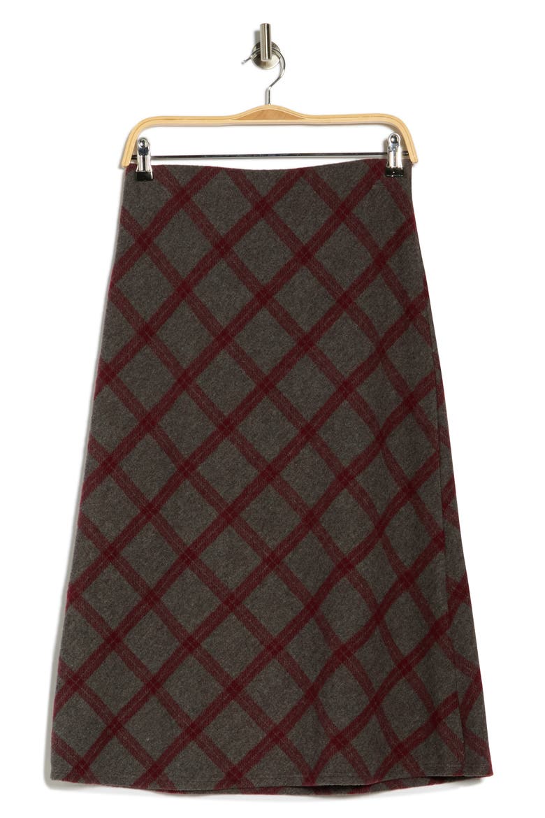 Plaid Knit Pencil Skirt, Alternate, color, CHARCOAL