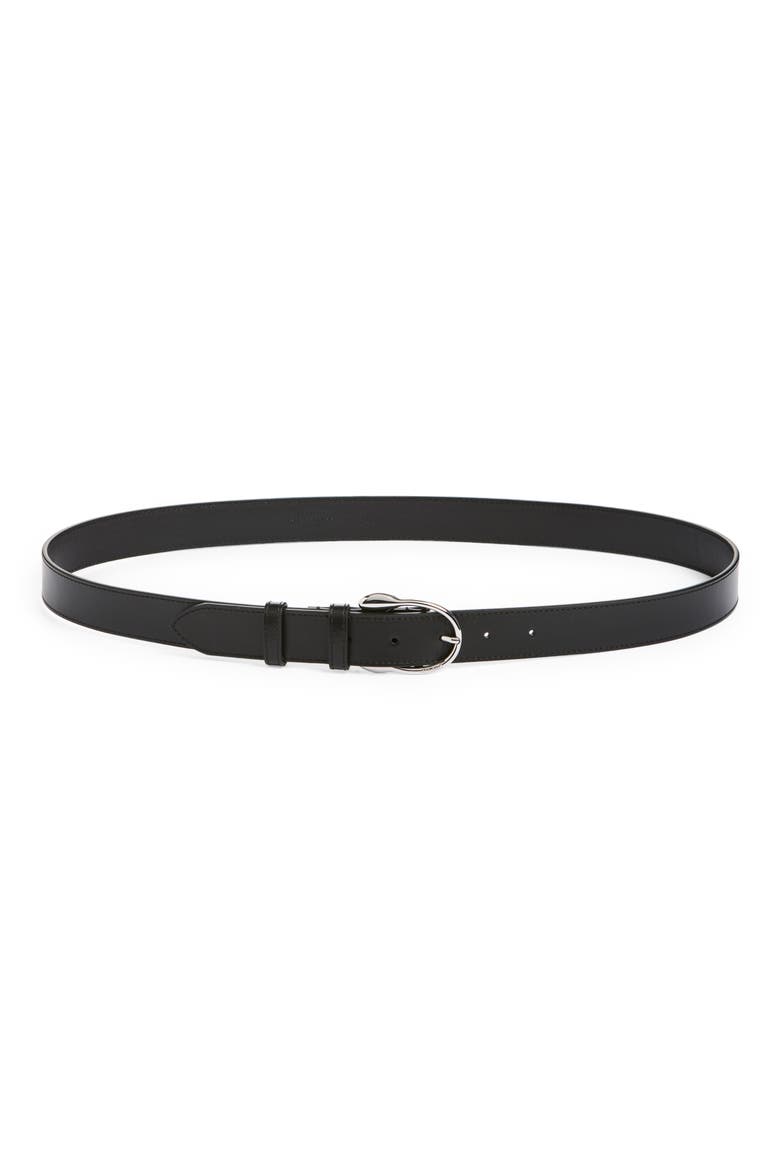 La Ceinture Chiquito Leather Belt, Main, color, BLACK / SILVER 99S