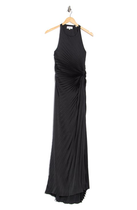 Reagan Sleeveless Pleated Satin Gown