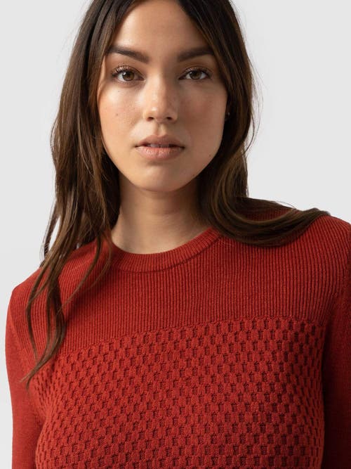Saint + Sofia Honeycomb Rib Sweater In Orange