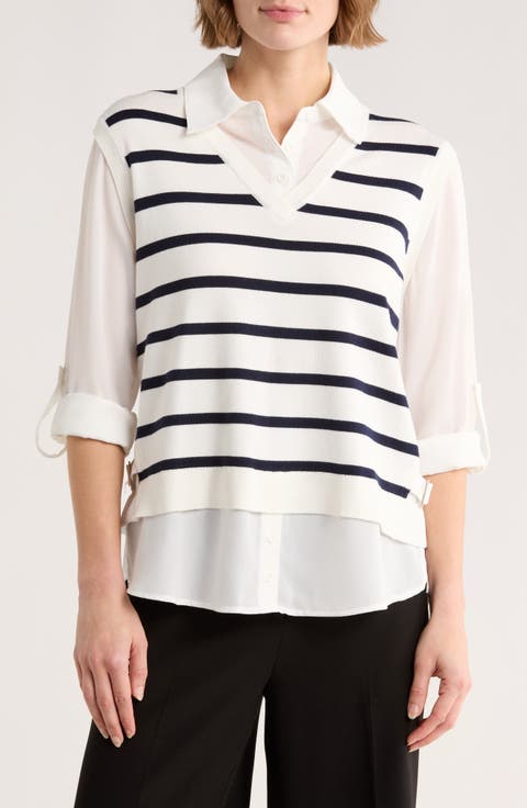 V-Neck Twofer Sweater