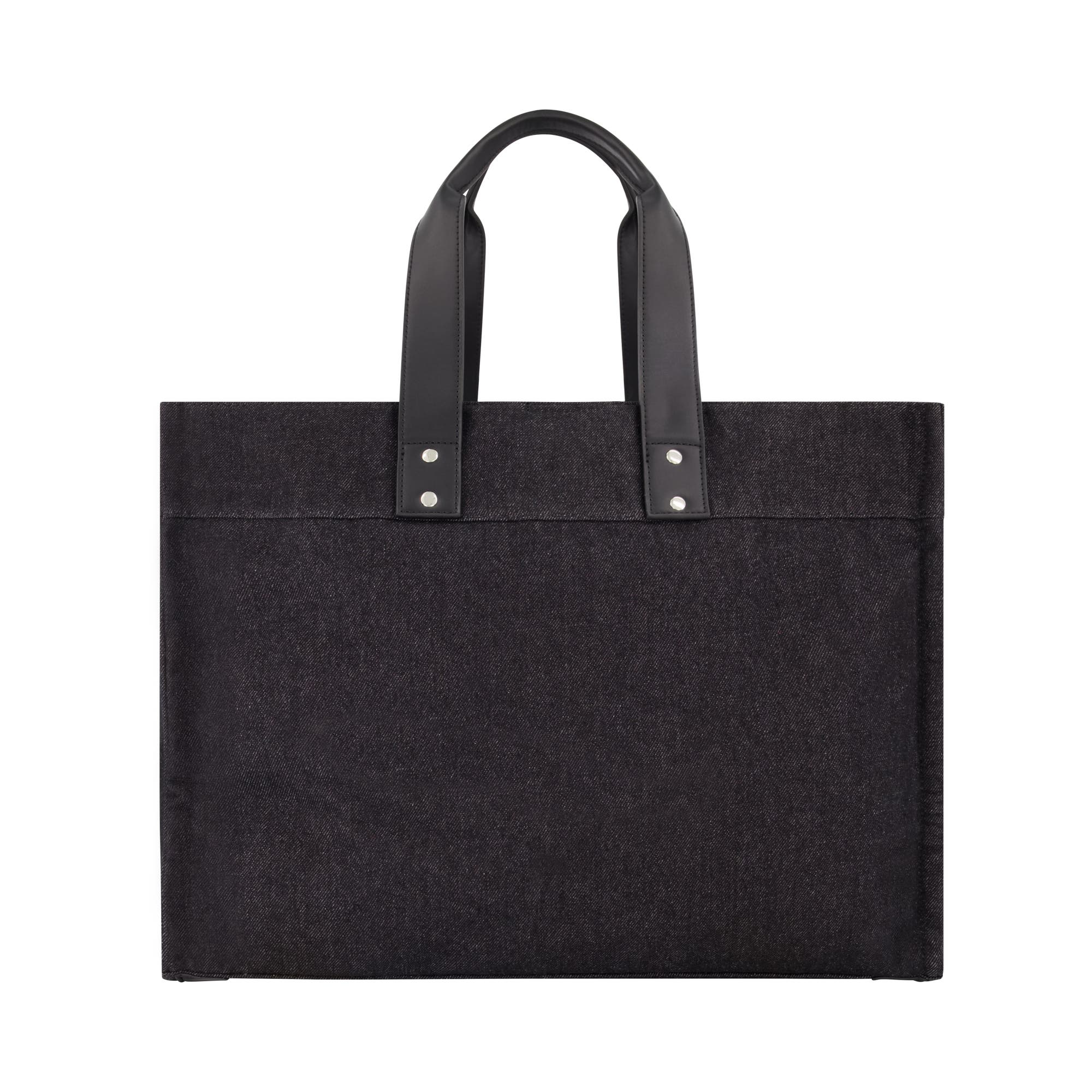 True Religion Large Washed Denim Tote, Alternate, color, Black