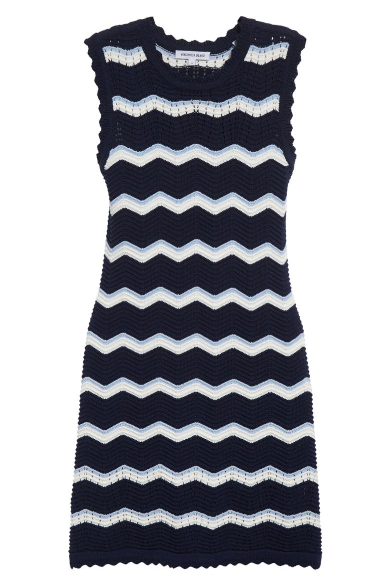 Templeton Chevron Stripe Sleeveless Cotton Blend Sweater Dress, Alternate, color, NAVY OFF WHITE BLUEBELL
