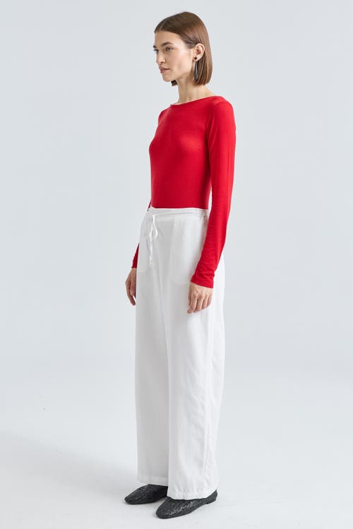 Almina Concept Long Sleeve Boat Tee In Red