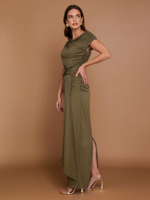 Six Stories Knot Detail Maxi Dress In Gray