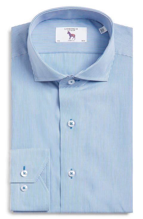 Trim Fit Pinstripe Cotton Dress Shirt (Regular, Big & Tall)