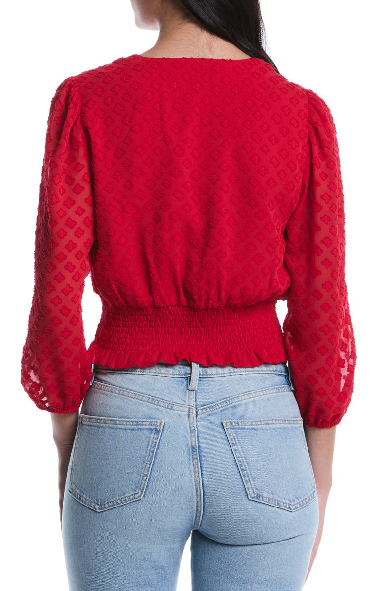 Laundry by Shelli Segal Smocked Balloon Sleeve Top, Alternate, color, Salsa