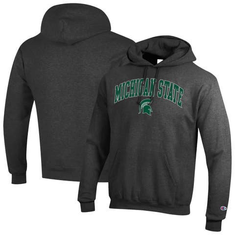 Men's Champion  Heather Charcoal Michigan State Spartans Arch Over Logo Pullover Hoodie