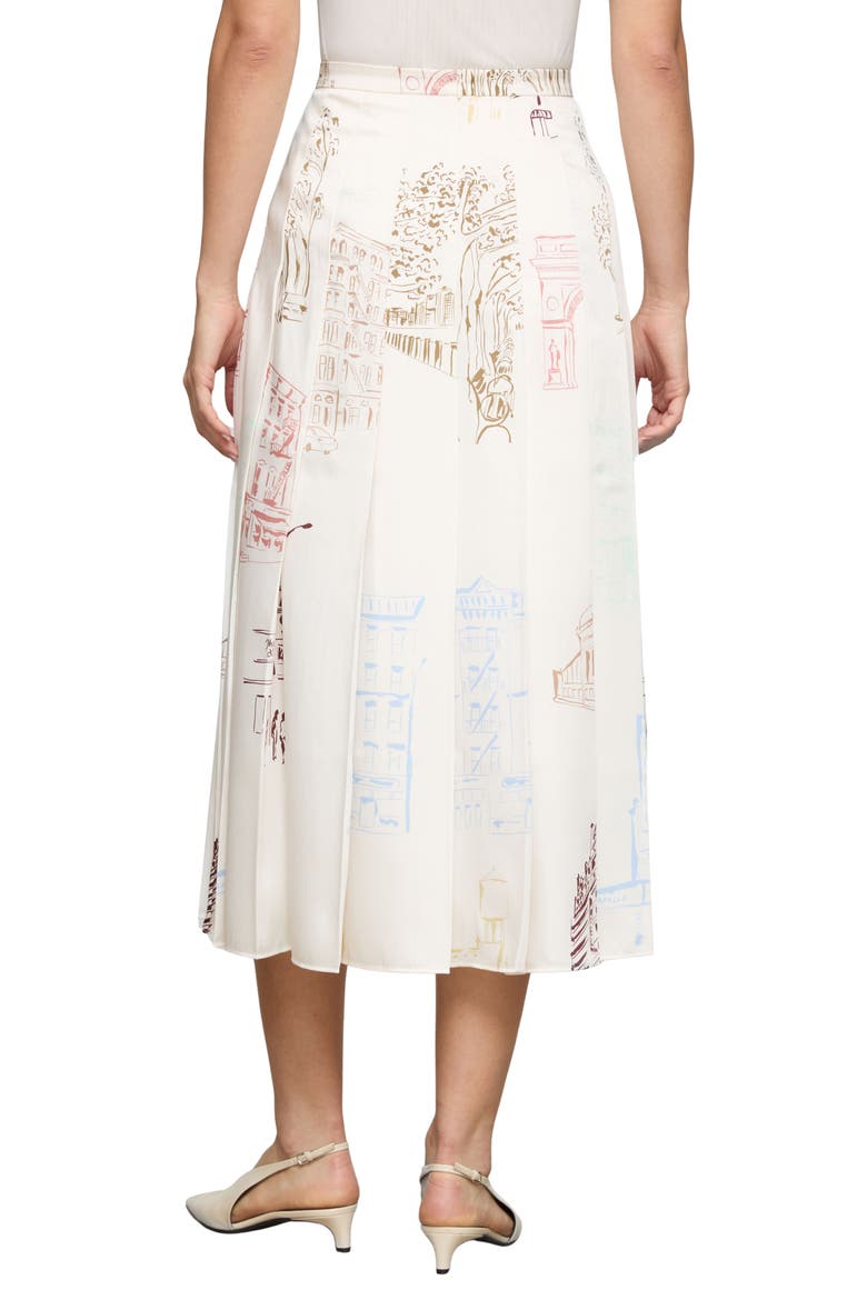 Manhattan Print Pleated Twill A-Line Midi Skirt, Alternate, color, CLOUD MULTI