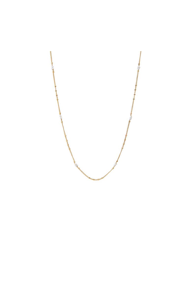 BY ADINA EDEN Pearl Station Chain Necklace, Main, color, Gold