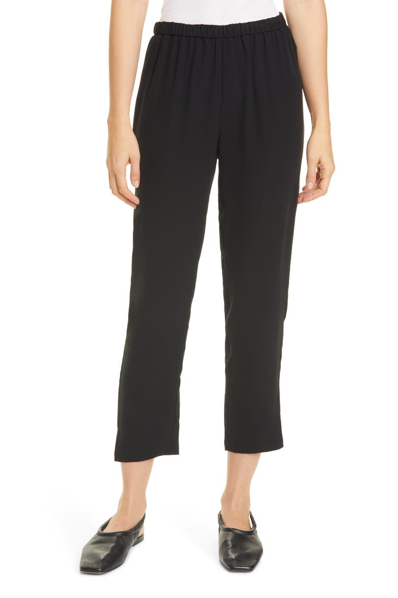 Tapered Silk Pants, Main, color, BLACK