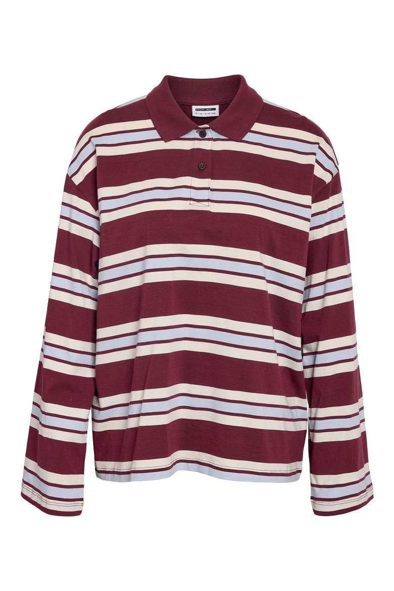 Aura Long Sleeve Polo Shirt, Alternate, color, WINDSOR WINE STRIPES