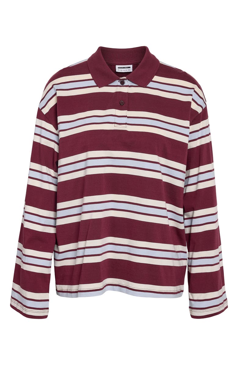 Noisy may Aura Long Sleeve Polo Shirt, Alternate, color, Windsor Wine Stripes