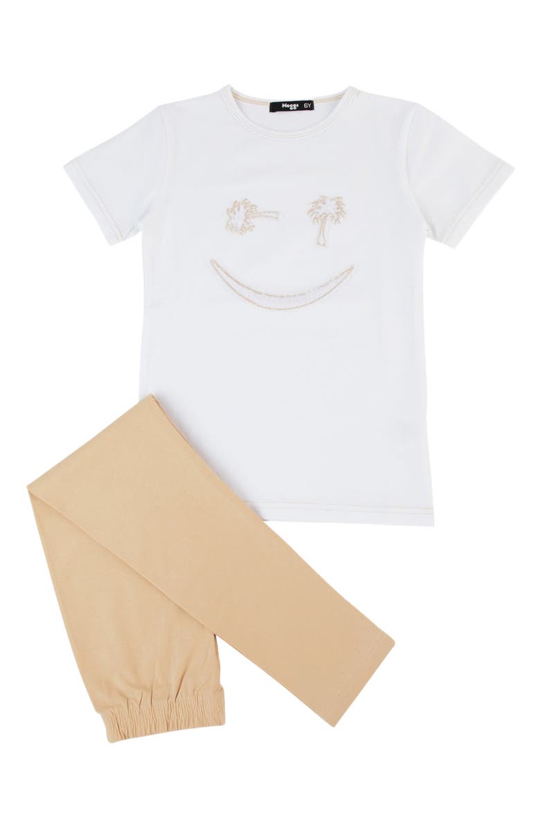 NoggiWear Furry Palm Tree Loungewear Set, Main, color, White / Beige