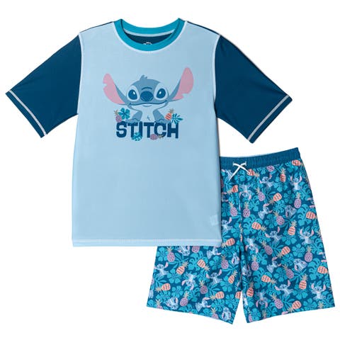 Lilo & Stitch Swimwear 2-Piece Rash Guard and Swim Trunks Set