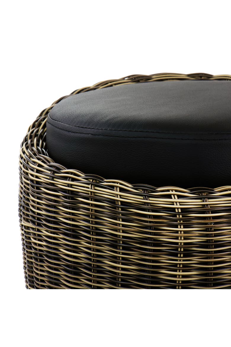 1 Piece Wicker Outdoor Ottoman Chair in Brown and Black, Alternate, color, Brown
