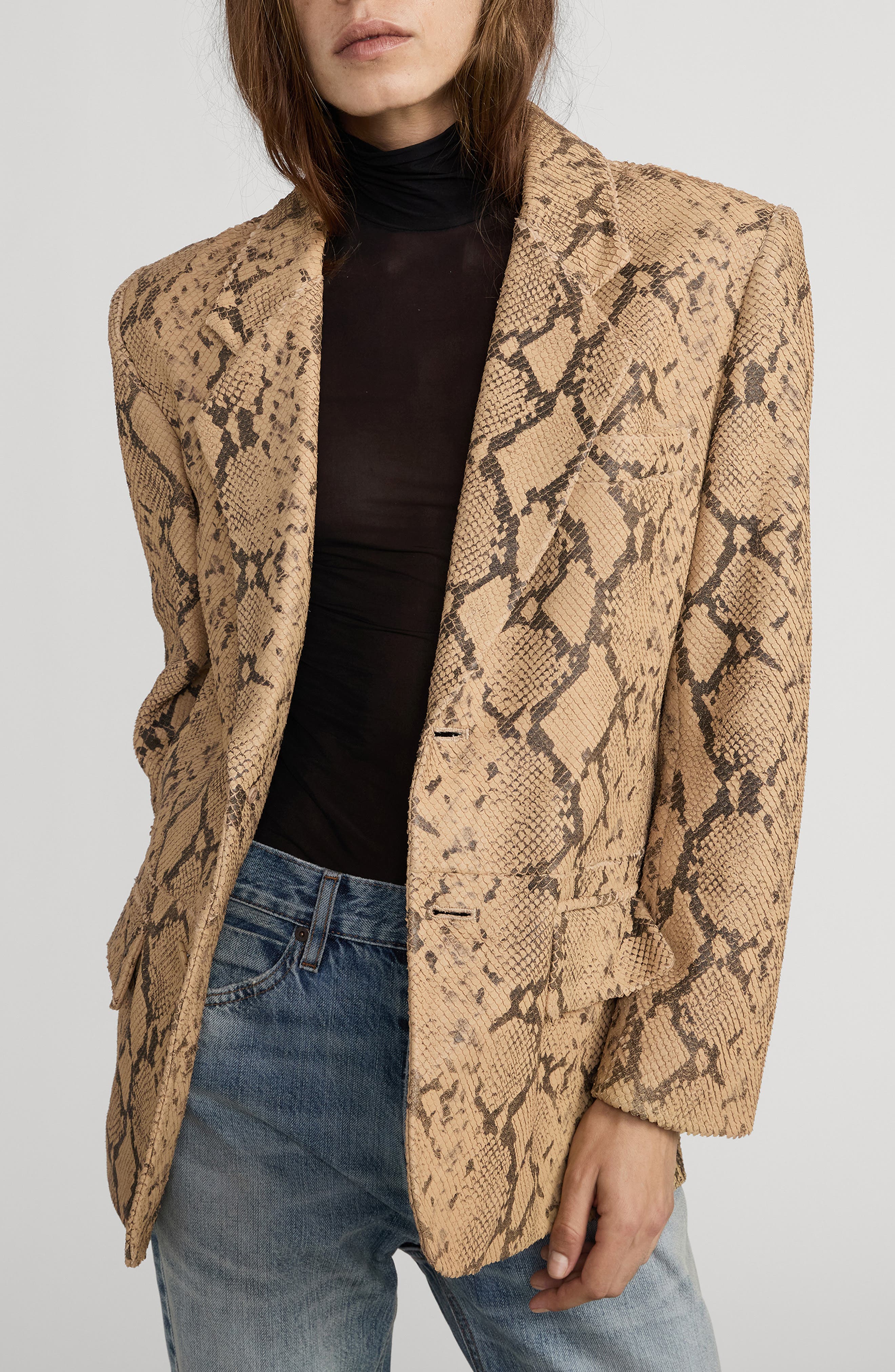 The Snake Print Leather Blazer