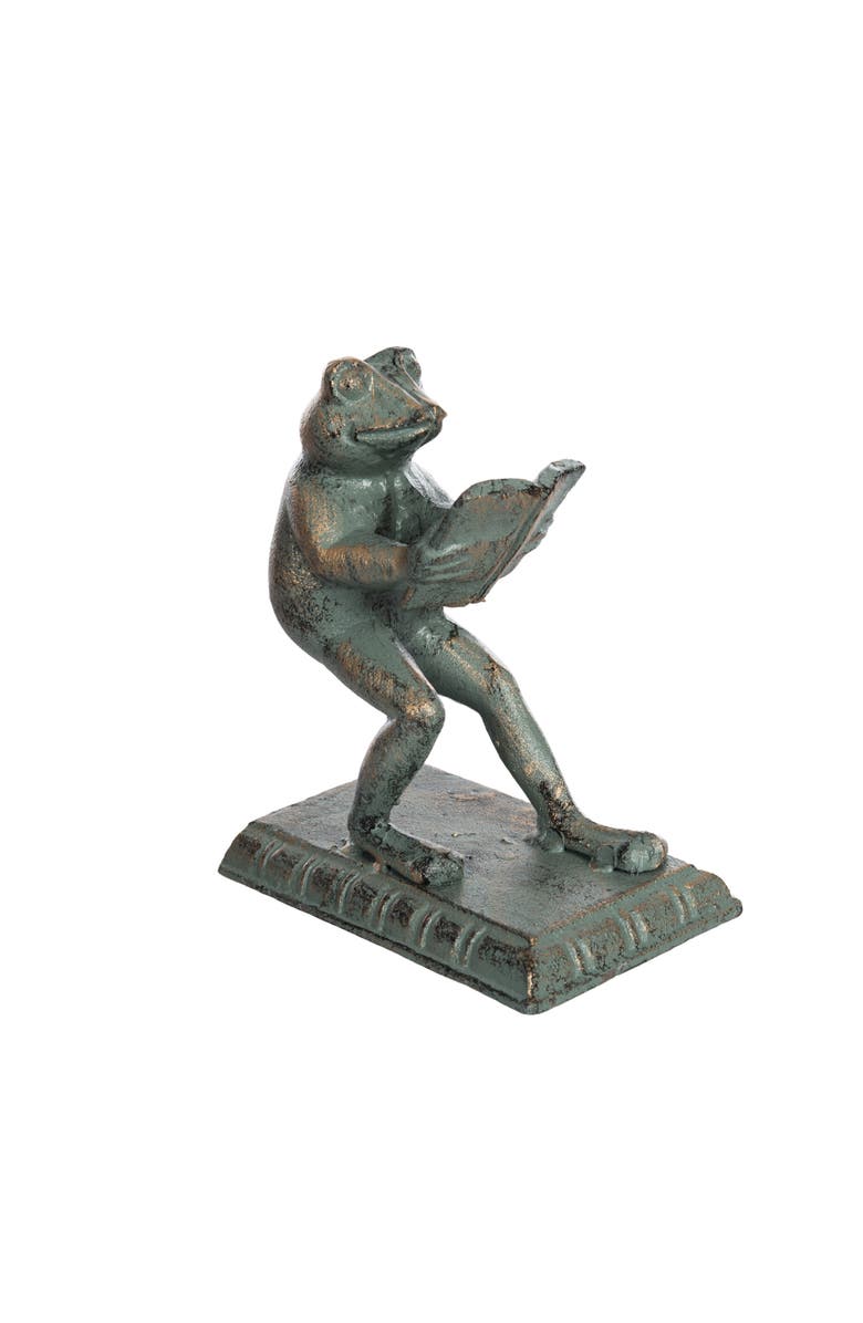 Transpac Iron Frog Bookend Metallic for Shelf Styling and Book Display, Main, color, Green
