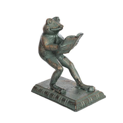 Iron Frog Bookend Metallic for Shelf Styling and Book Display
