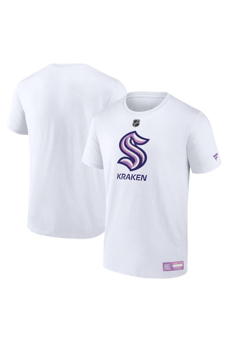 Men's Fanatics White Seattle Kraken 2024 Hockey Fights Cancer T-Shirt, Main, color, White