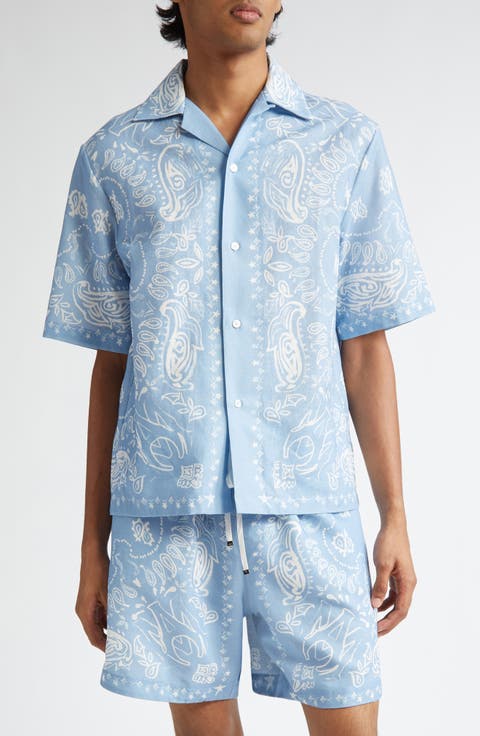 Watercolor Bandana Linen & Cotton Camp Shirt