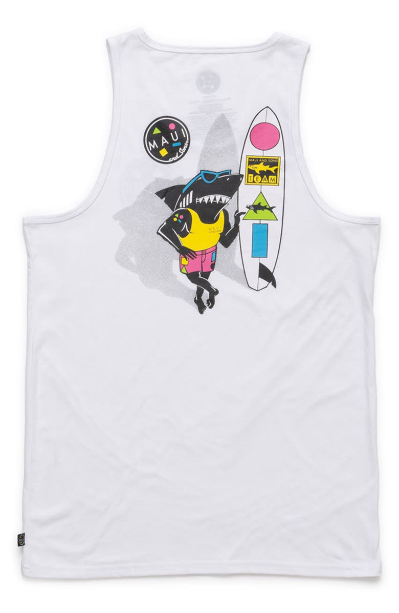 Maui & Sons Arnold Sharkley Graphic Tank, Alternate, color, White