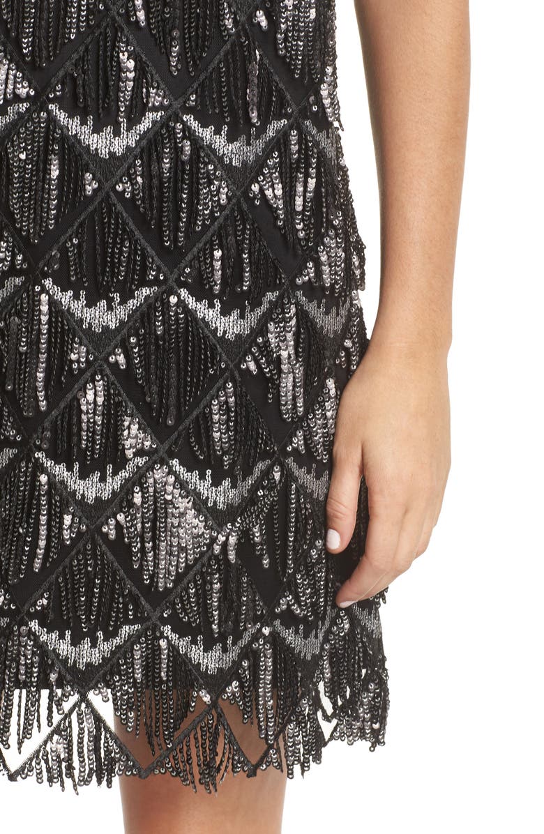 Julia Jordan Sequin Fringe Sheath Dress, Alternate, color,