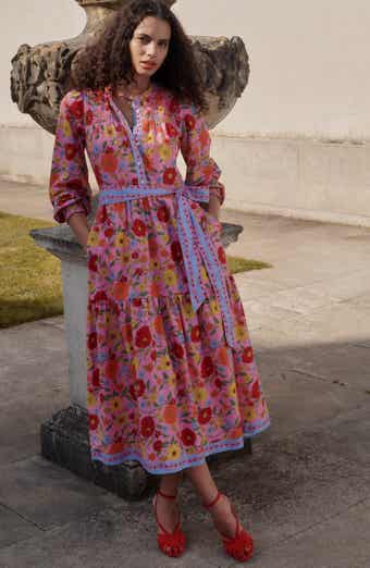 Boden Floral Long Sleeve Cotton Shirtdress