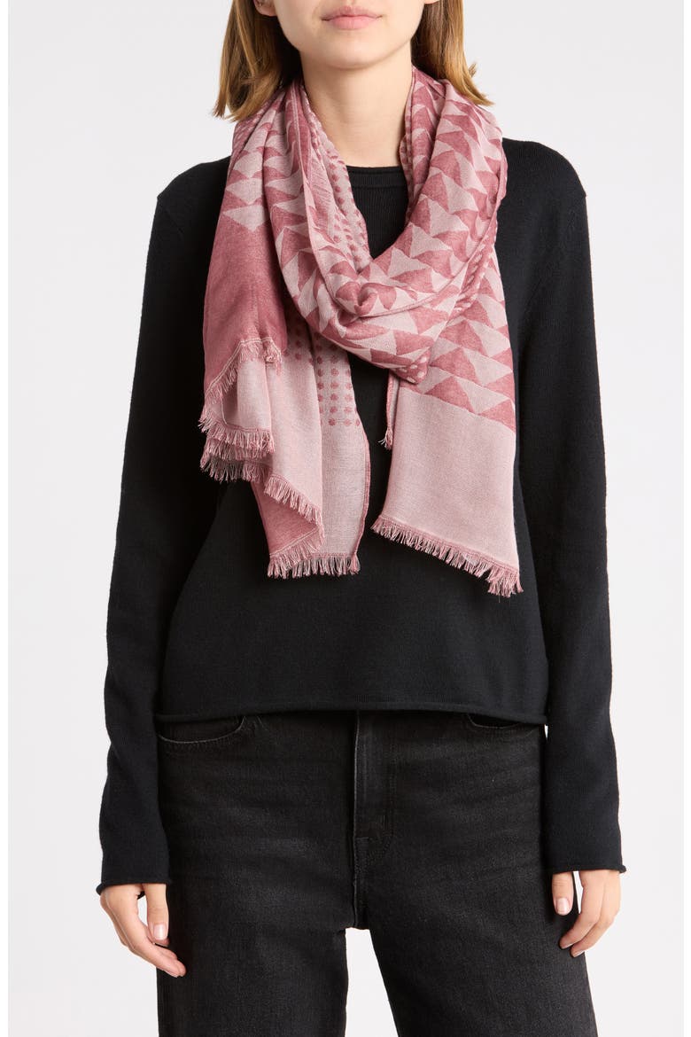 Lightweight Textured Fringe Scarf, Main, color, PINK