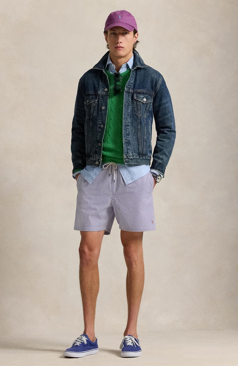 Polo Ralph Lauren Traveler Seersucker Swim Trunks, Alternate, color, 