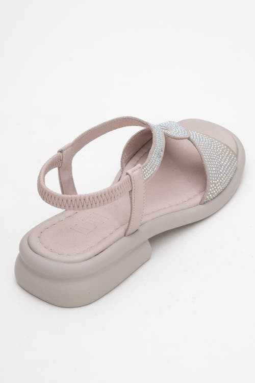 Forever & Always Shoes Sieglinde Embellished Leather Sandal In Neutral