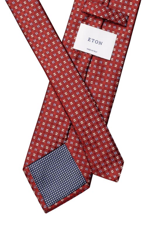 Eton Square Geometric Silk Tie In Red